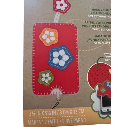 Dimensions Feltwork Fun Phone Case Cover Felt Embroidery Kit Kid Craft Red Flowe