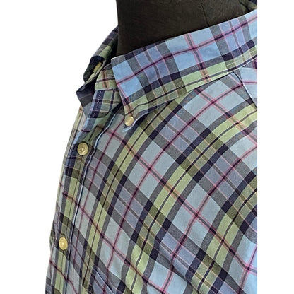 Austin Reed London Men Sz XL Extra Large Shirt Short Sleeve Button Down Plaid