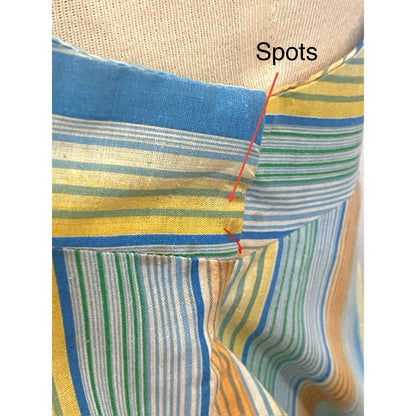 Vintage 70s Striped Mumu House Dress One Size Handmade Sleeveless