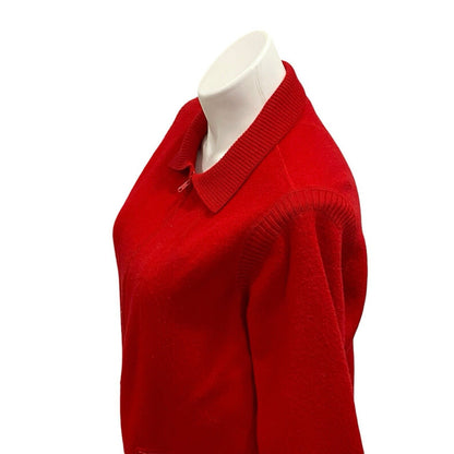 Size 1 Austin Reed Vintage Womens 100% Wool Red Full Zip Sweater Vtg