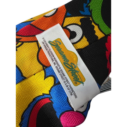 Sesame Street Cookie Monster Silk 58” Neck Tie Multicolor Elmo Burt Ernie Oscar