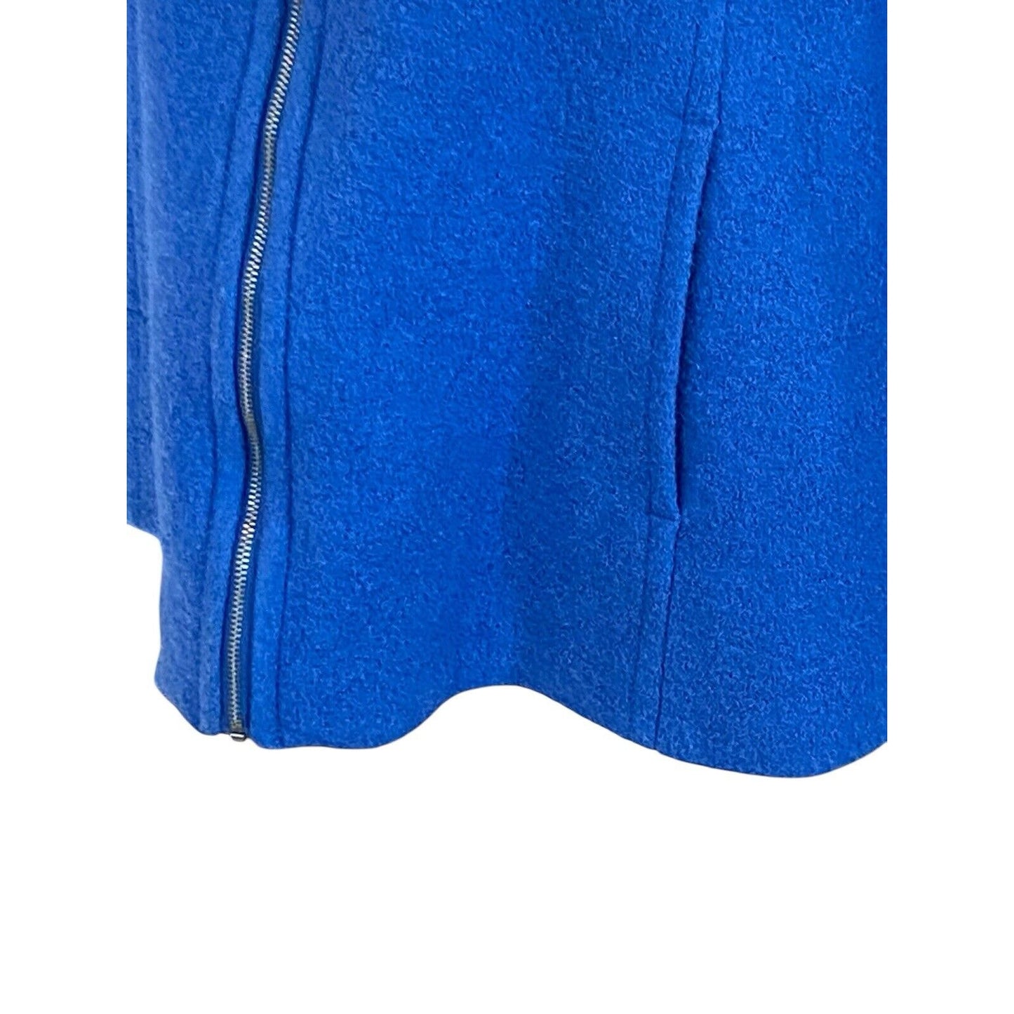 Lands’ End Womens Wool Blend Coat Size 16W Royal Blue Full Zip Pockets