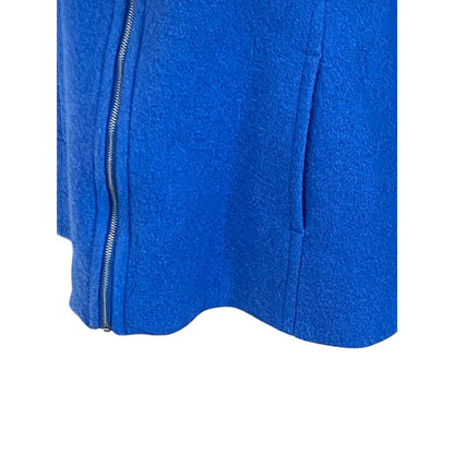 Lands’ End Womens Wool Blend Coat Size 16W Royal Blue Full Zip Pockets