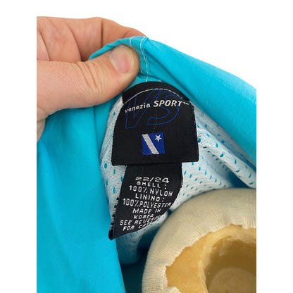 Vintage Venezia Hooded Turquoise Lined Windbreaker Jacket Plus Size 22/24