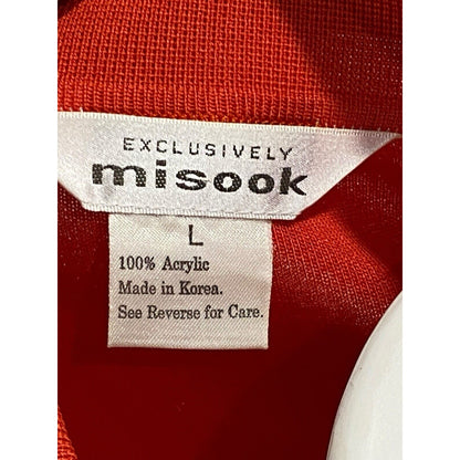 L Exclusively Misook Cardigan Jacket Women’s Coral Orange Zip Black Trim