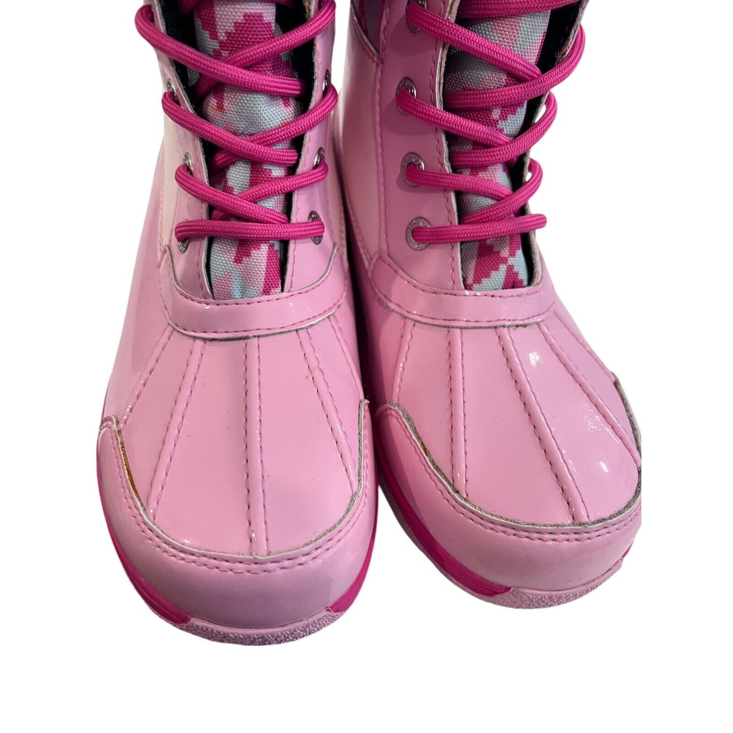 Size 5 Ugg Butte Mono Womens Lace Up Fur Lined Mid Calf Boot Pink EUC