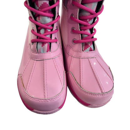 Size 5 Ugg Butte Mono Womens Lace Up Fur Lined Mid Calf Boot Pink EUC