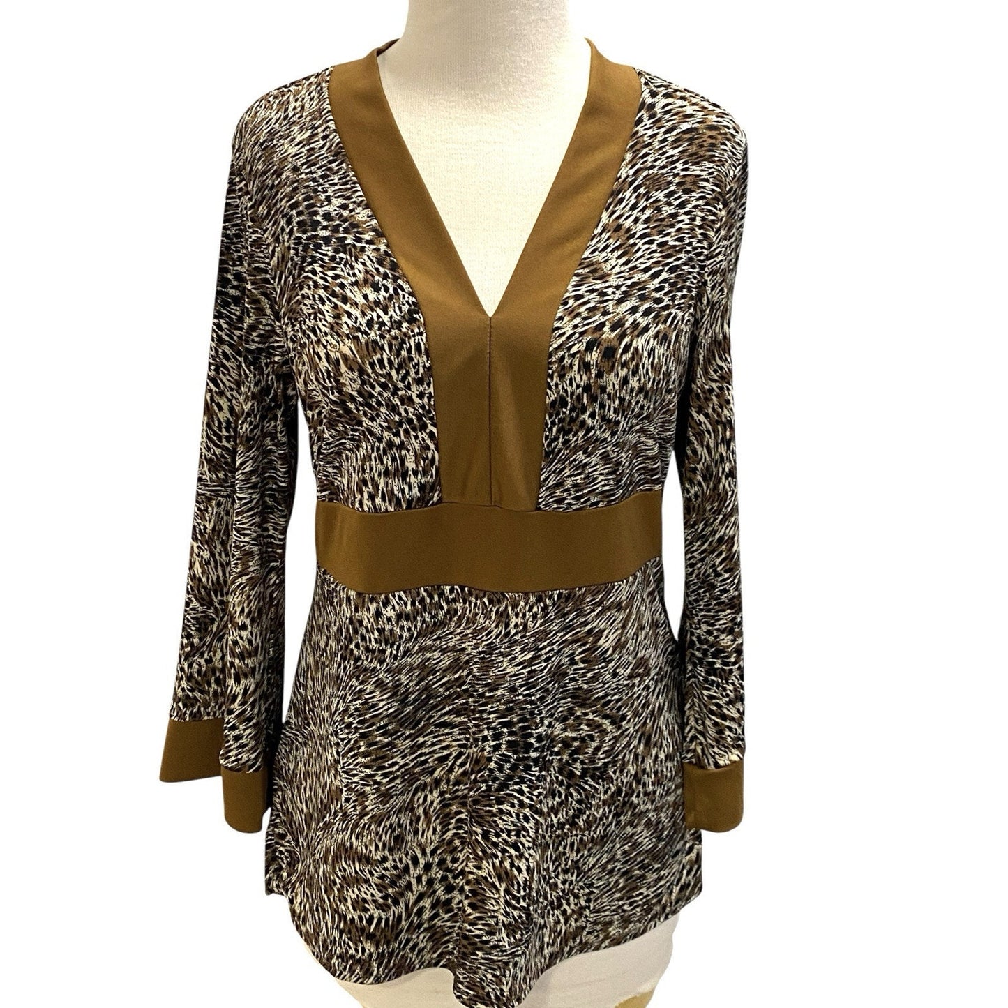 Rafael Women's Tunic Blouse Size Small Animal Print Cheetah Party Flattering