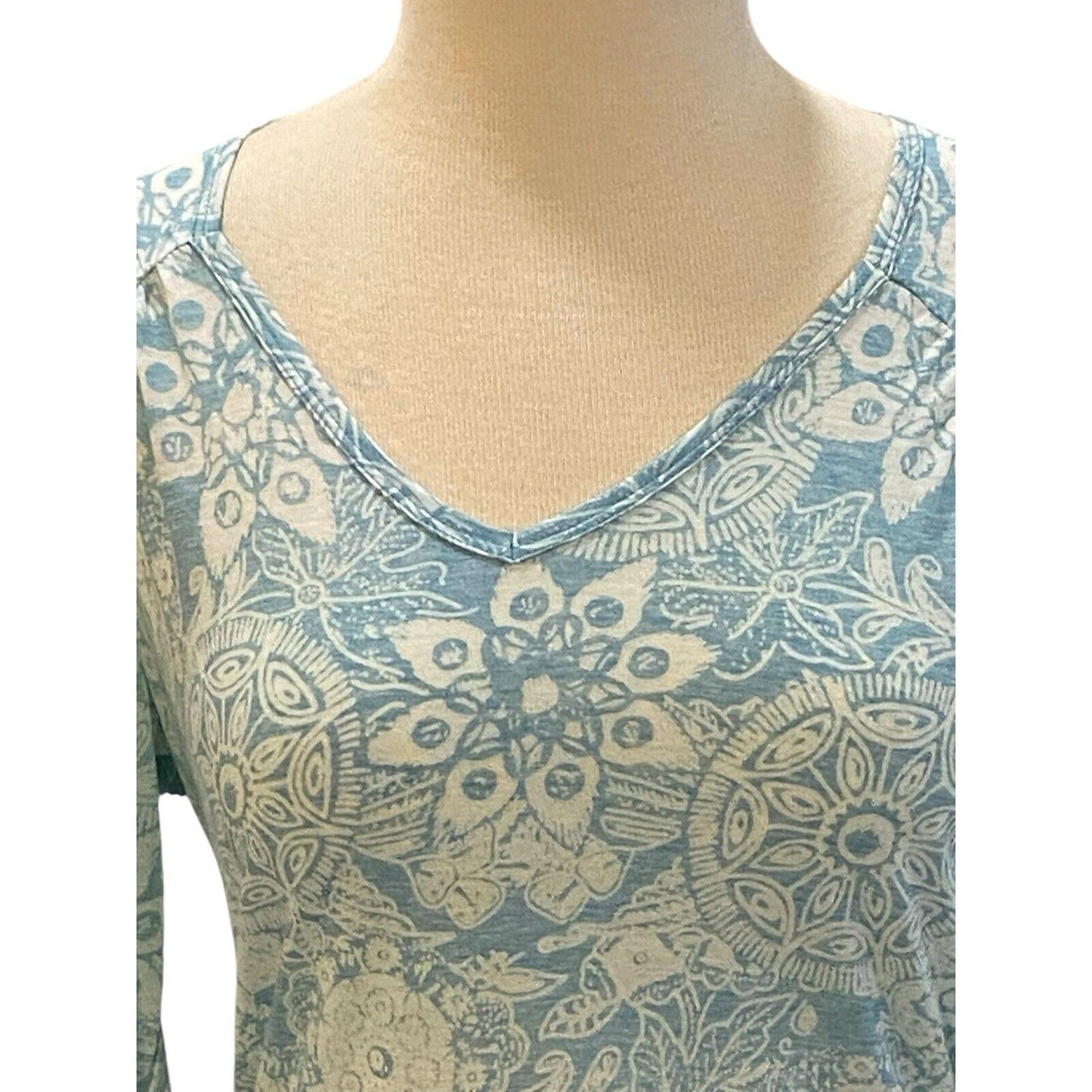 Size Small ExOfficio Dri-release Tunic Blue Floral Long Sleeve Top Shirt