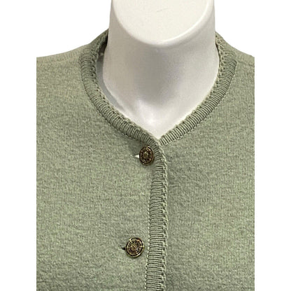 TALLY HO Nordic WOOL Cardigan Sweater Sage Green Button Up Women's Size XL