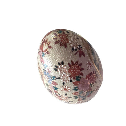 VTG Japanese Porcelain Hand Painted Egg Geisha Flowers Oriental 6 3/4” Tall
