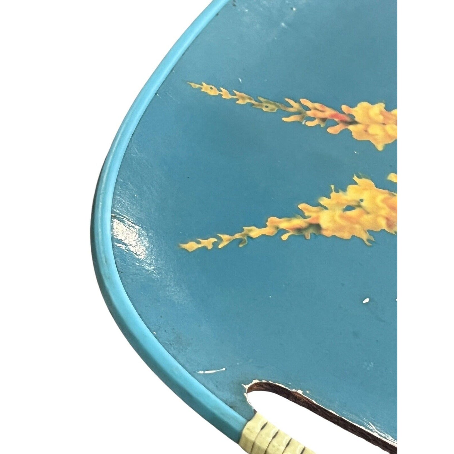 Vintage Serving Tray MCM Floral Roses Wrapped Handles Bouquet Bright Japan