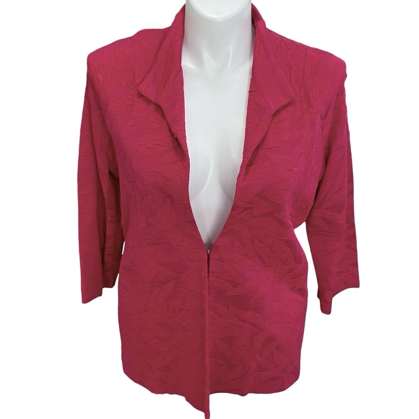 Misook Size 0X 14/16 Textured Knit Jacket Blazer Open Front Cardigan Pink