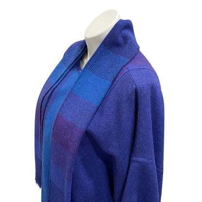 XL Avoca Collection Ireland Purple Blue Long Poncho Cape Wool Scarf Tie Celtic