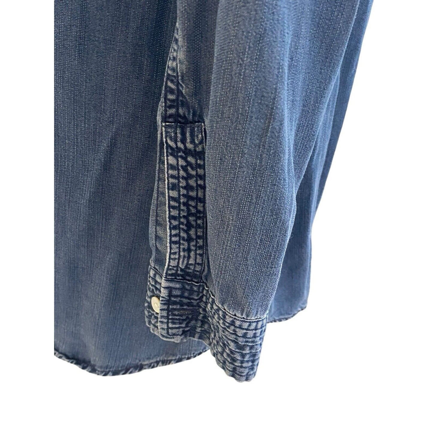 Size Small Soft Surroundings Denim Button Down Tunic Sleeve Lyocell Shirt