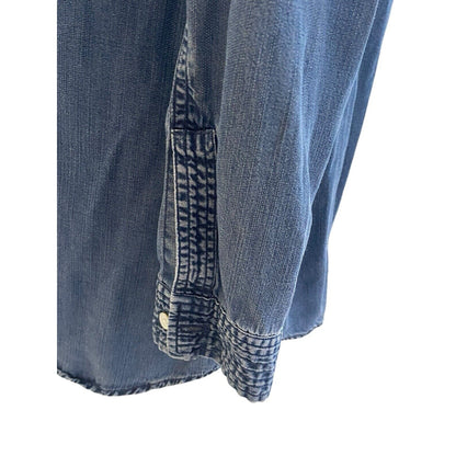 Size Small Soft Surroundings Denim Button Down Tunic Sleeve Lyocell Shirt