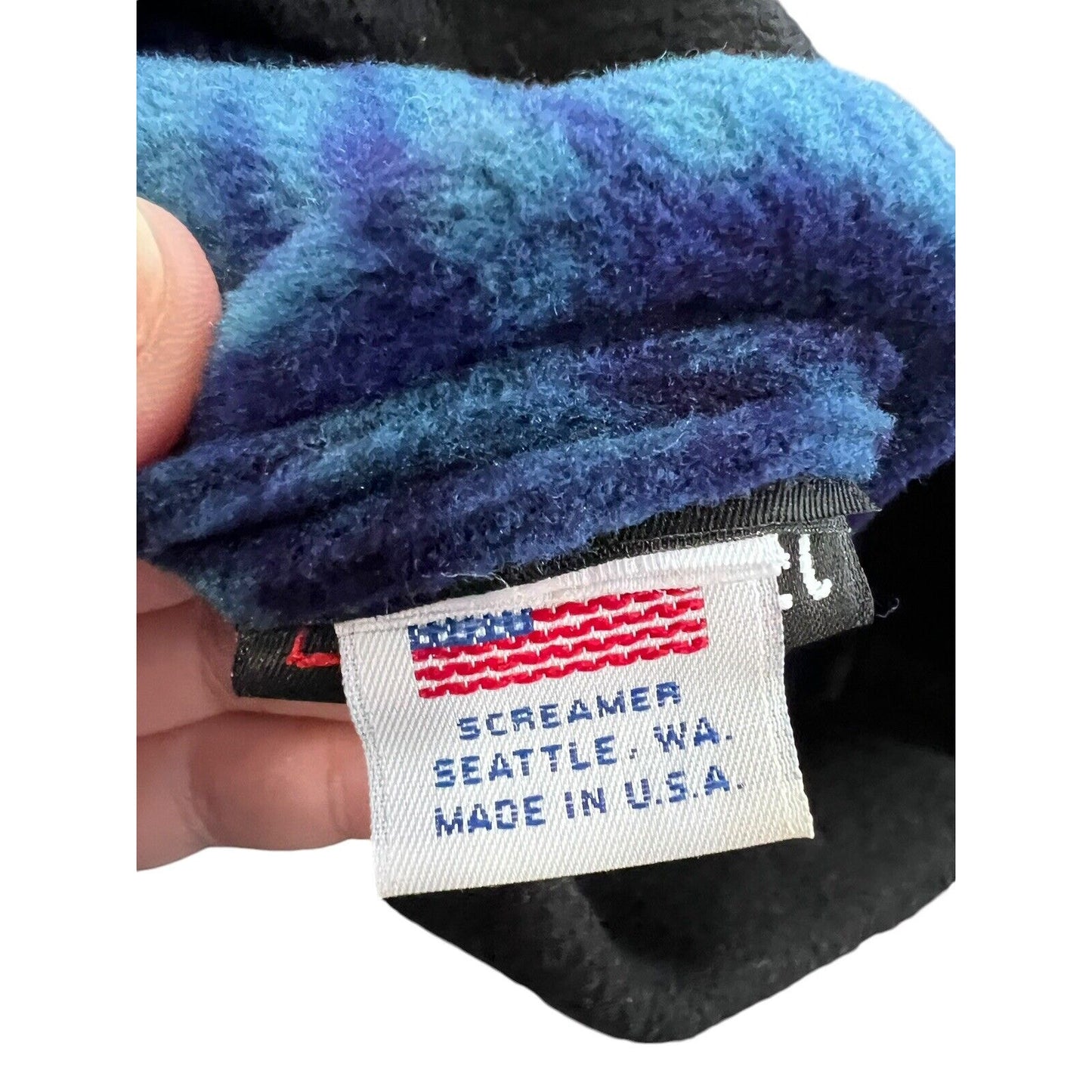 Vintage Streamer Fleece Tails Hat Cap Snowboard Ski Blue & Red Tie Dye USA