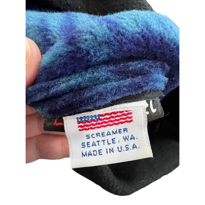 Vintage Streamer Fleece Tails Hat Cap Snowboard Ski Blue & Red Tie Dye USA