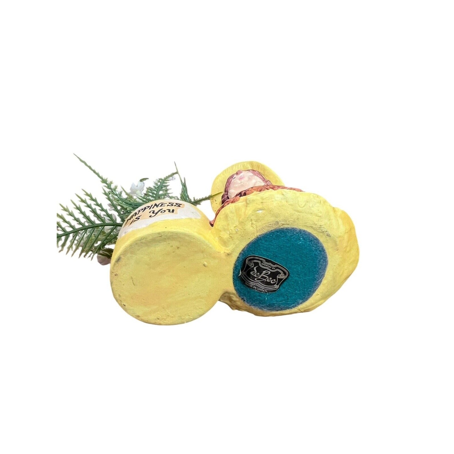 Vintage De Bec Japan Happiness Is You Small Planter Candle Holder Yellow