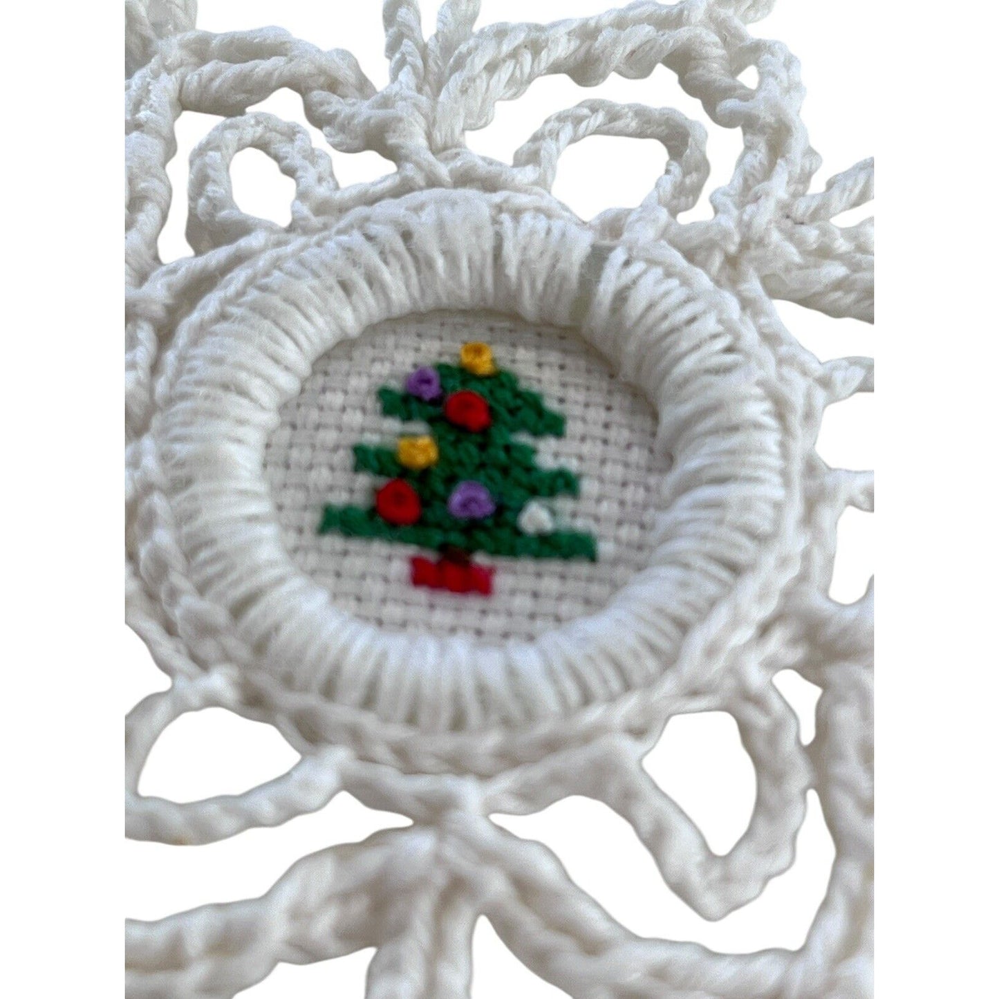 Handmade Stitched Snowflake Cross-stitch Christmas Tree Christmas Ornament