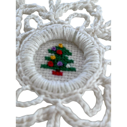 Handmade Stitched Snowflake Cross-stitch Christmas Tree Christmas Ornament
