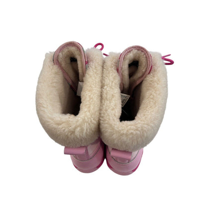 Size 5 Ugg Butte Mono Womens Lace Up Fur Lined Mid Calf Boot Pink EUC