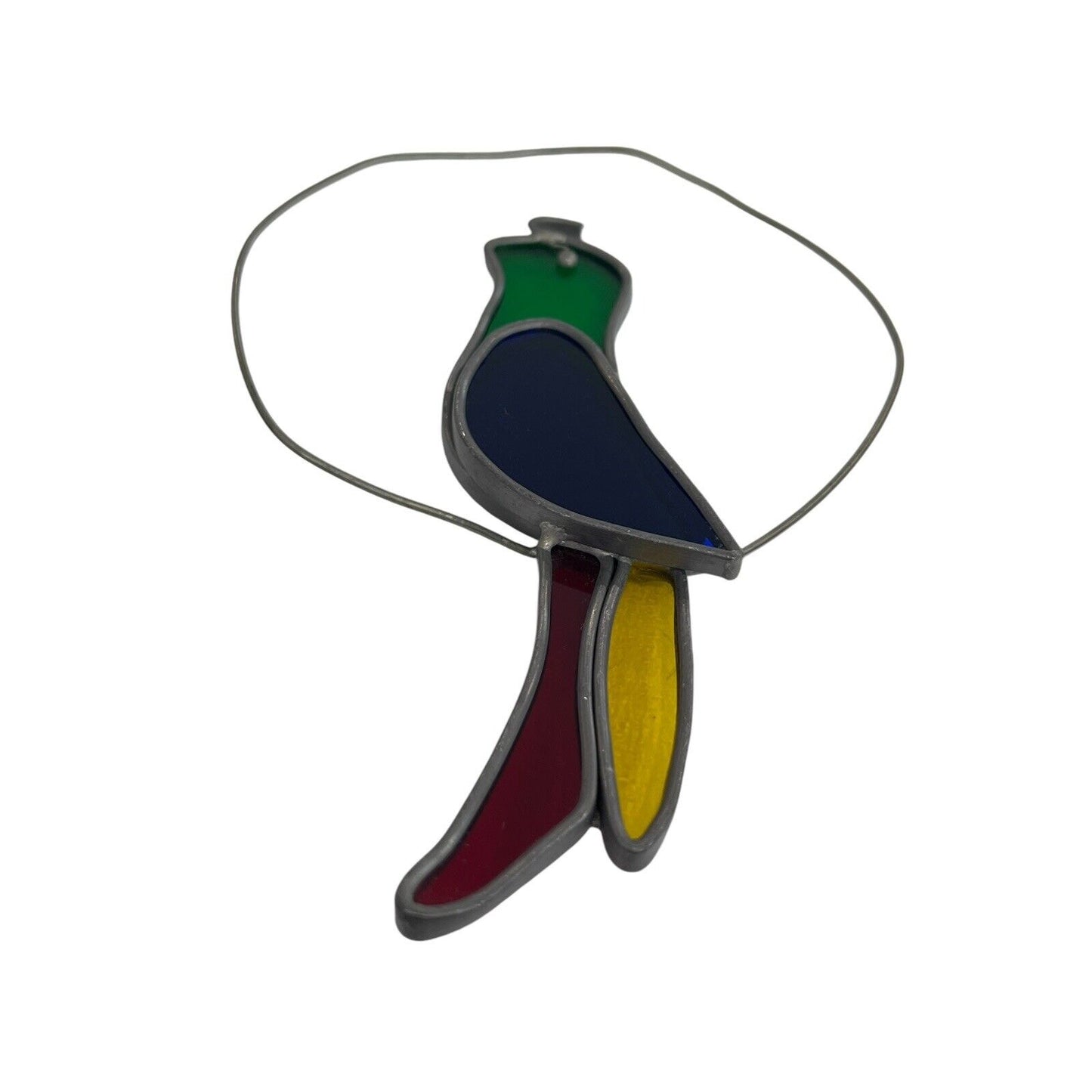 Vintage Stained Glass Parrot Partridge Bird in Loop Sun Catcher