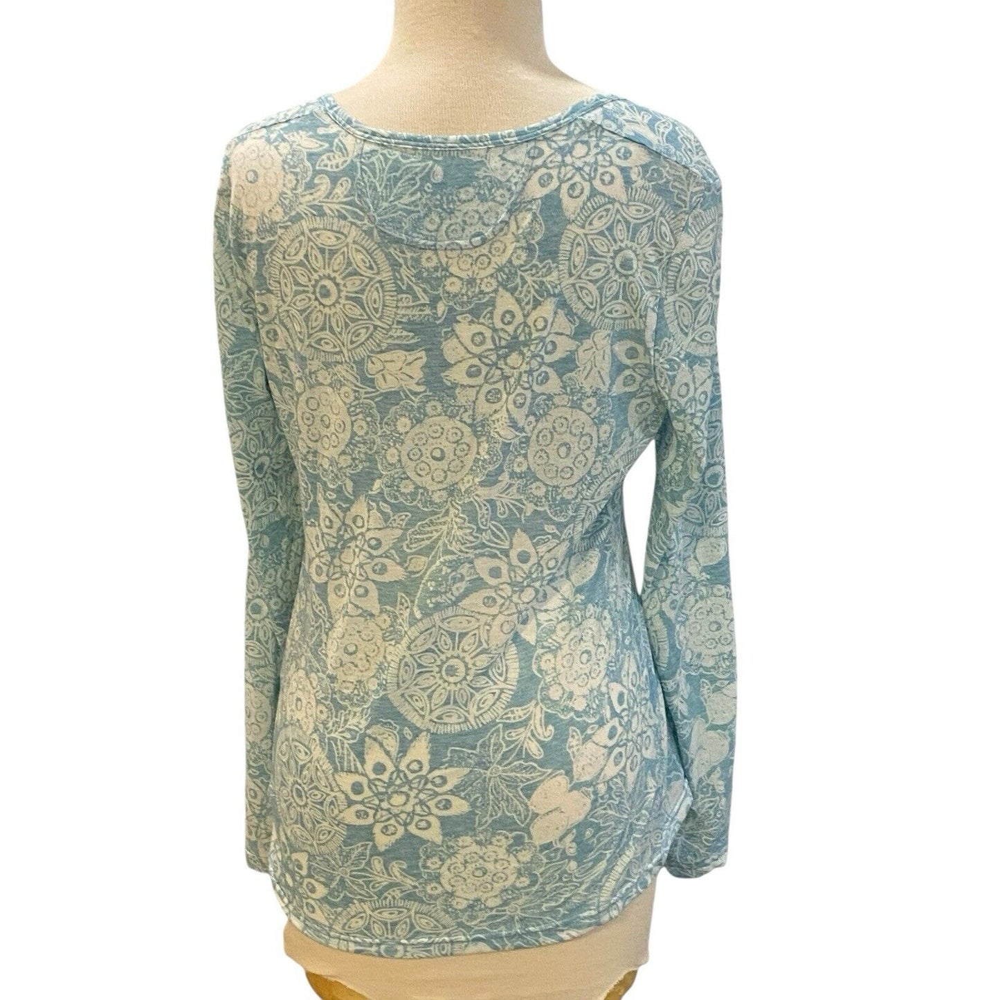 Size Small ExOfficio Dri-release Tunic Blue Floral Long Sleeve Top Shirt