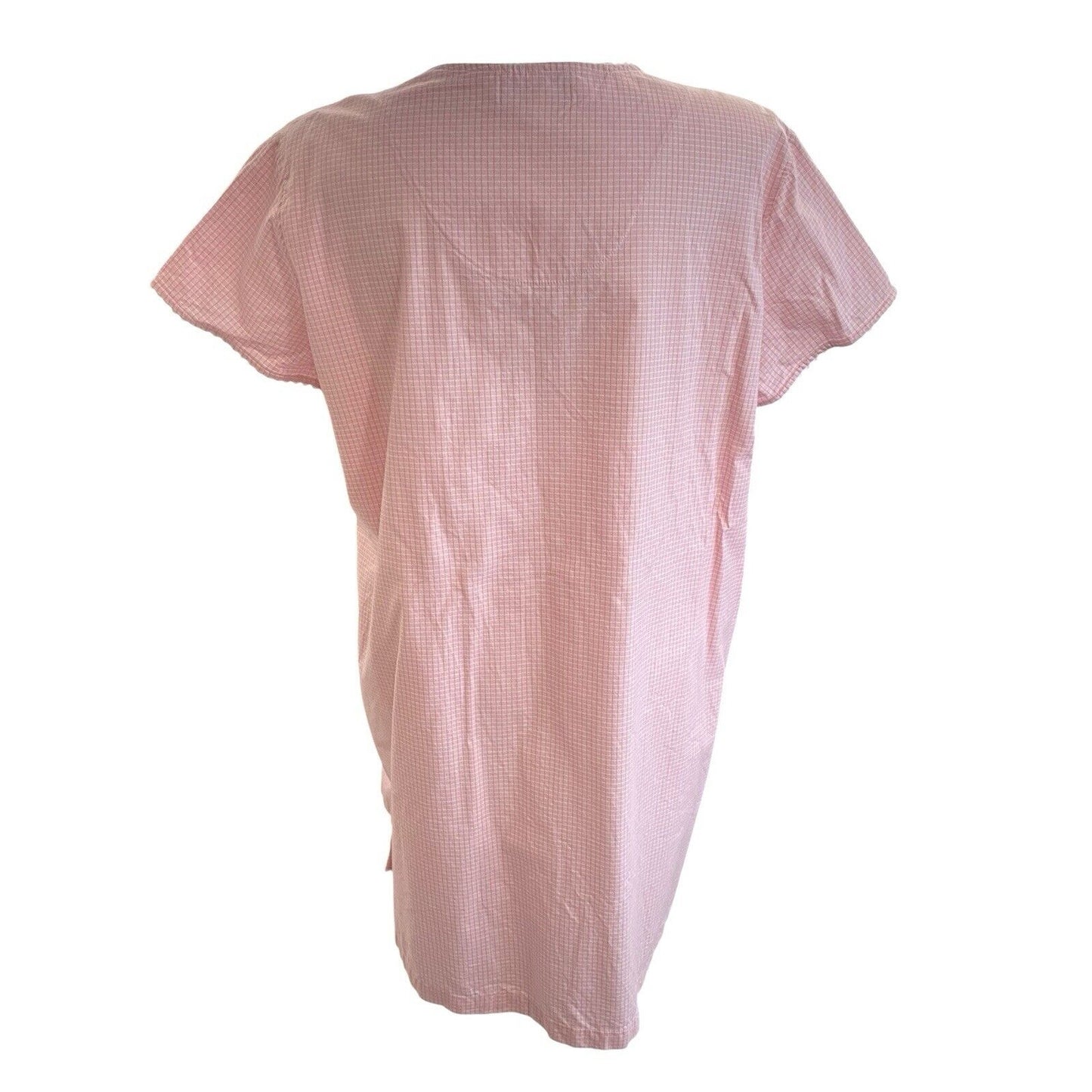 Miss Elaine Size 2X Cotton Check Short Sleeve Snap Front Robe Pink Granny Core