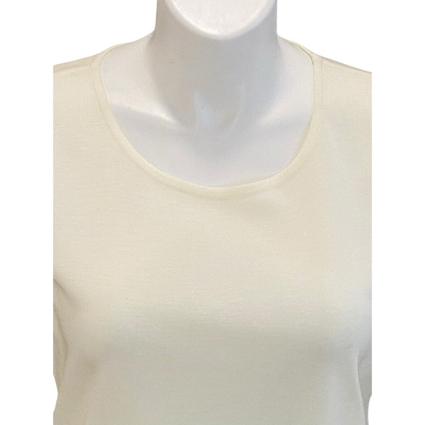 Misook Size Large Knit Acrylic Sleeveless Tunic Shell Tank Top Cream