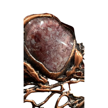 Artsy One Of A Kind Agate Geode Amber Bead Necklace Handmade Copper 24”