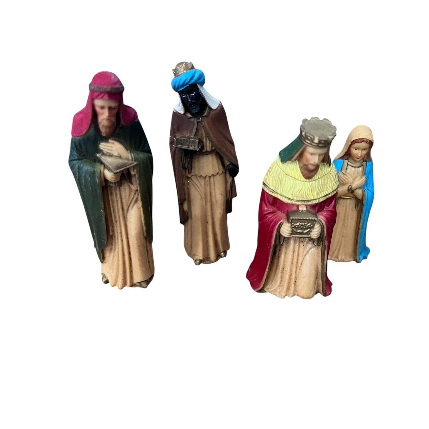 Vintage Art Plastics Christmas Nativity Manger Figures Hong Kong 9 Pc No Baby