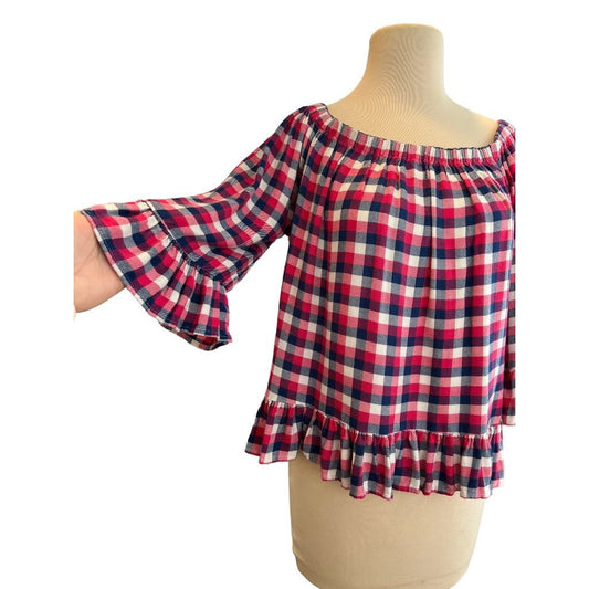 Large Jane And Delancey Checked Off Shoulder Blouse