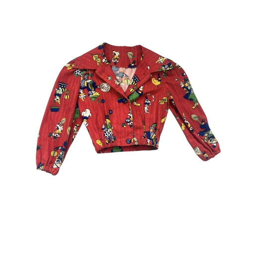 Vintage Children’s Jacket Handmade Red Clown Whimsical 70’s Homemade