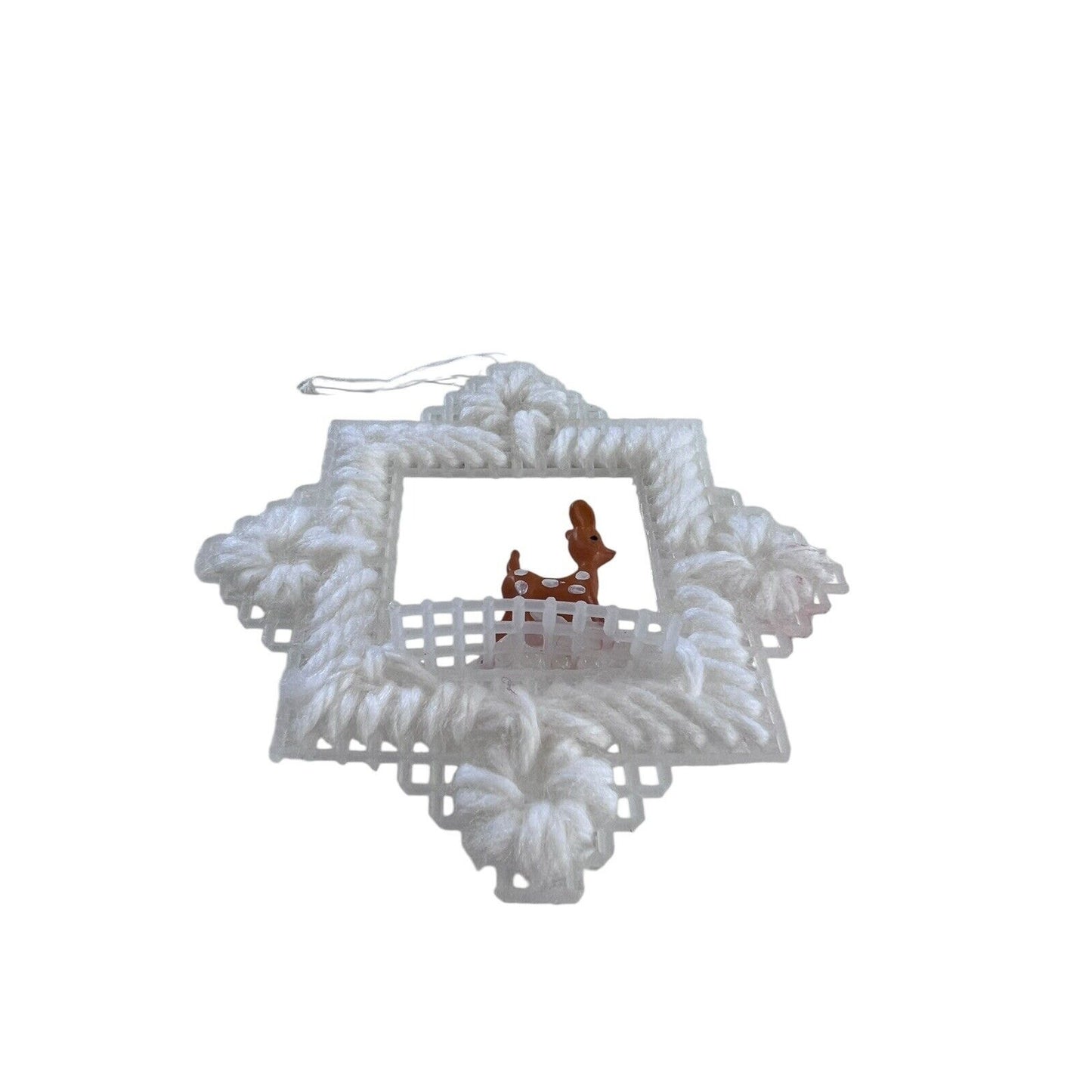 Handmade Plastic Cross-stitch 3D Deer Christmas Ornament 3.5”