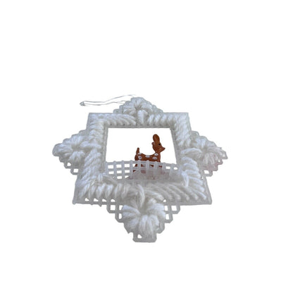 Handmade Plastic Cross-stitch 3D Deer Christmas Ornament 3.5”
