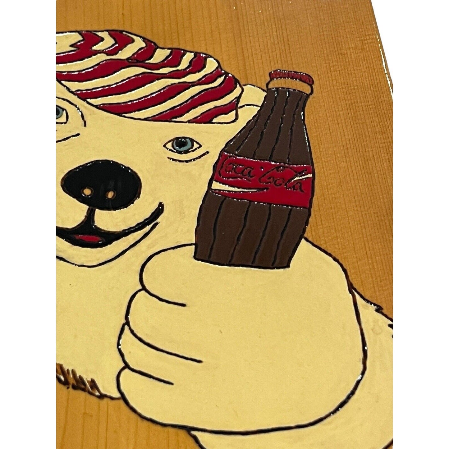 Coke Coca Cola Polar Bear Wall Art Wood Collectible Unique Hand Made 9x12