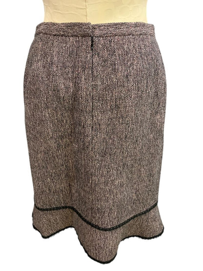 Size 6 Tahari Skirt Suit Jacket Tweed Lace Hem Black Pink Purple