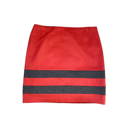 Size 12 J.‎ McLaughlin Skirt Gray Orange Stripe Cashmere Wool Blend Classic Line