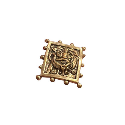 Vintage Signed Marino Tibetan God Brass Tone Brooch Pin 1-2/8”