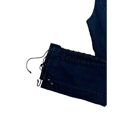 Size 26 Anthropologie Leifsdottir Lace Up Leg Equestrian Dark Wash Jeans EUC