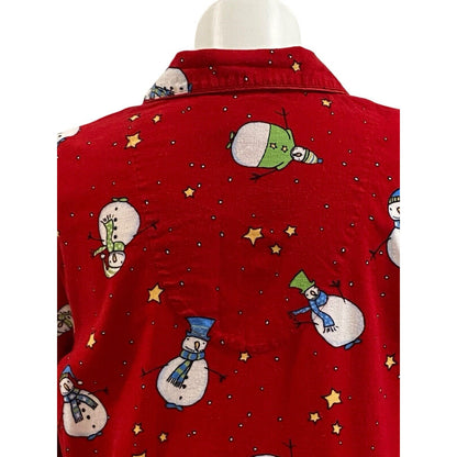 XL Charter Club Flannel Night Shirt Gown Red Snowman Long Sleeve Cotton Women