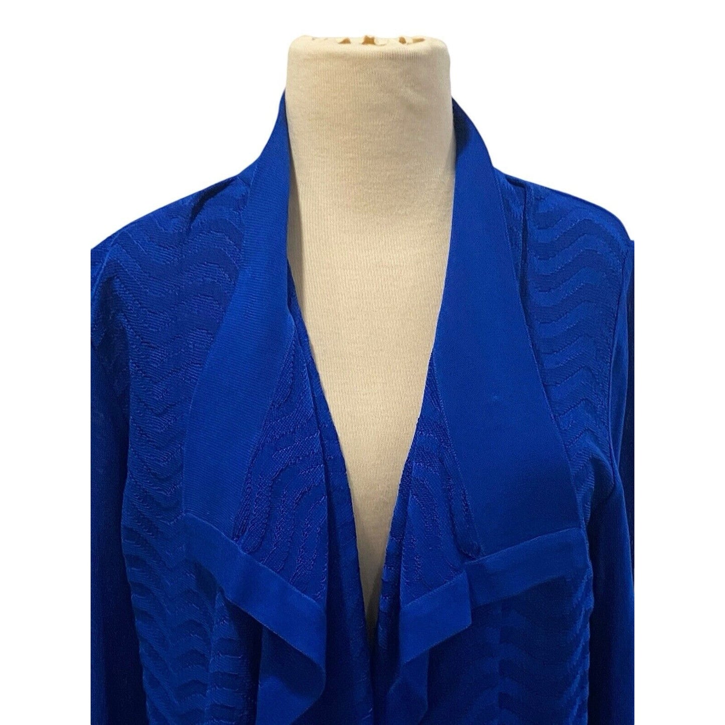 Small Exclusively Misook Blue Solid Open Front Sweater Cardigan Textured