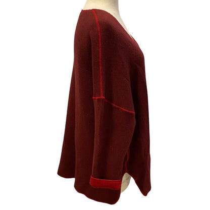 LeComte Merano Wool Blend Maroon Red Open Cardigan Size Small Vintage