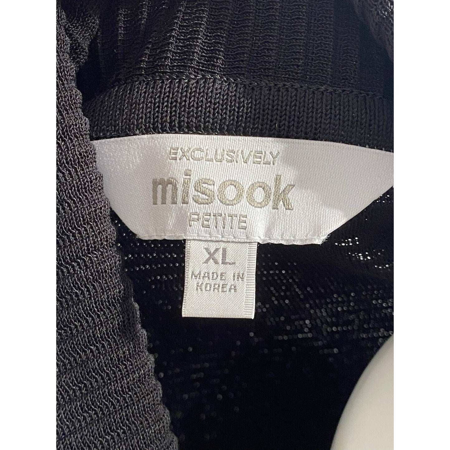 Exclusively Misook Textured Full Zip Sweater Cardigan Black XL Petite