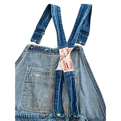Vintage USA Pointer Low Back Bib Overalls Mens Distressed Worn 48 W 28 Inseam