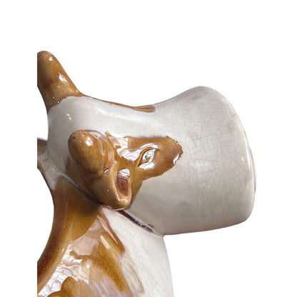 Cow Ceramic Glazed Planter Adorable Unique Brown White