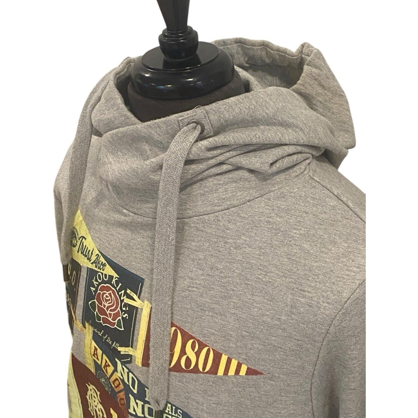 AKOO Size Large Retro Sports Pennant Gray Men’s Hoodie