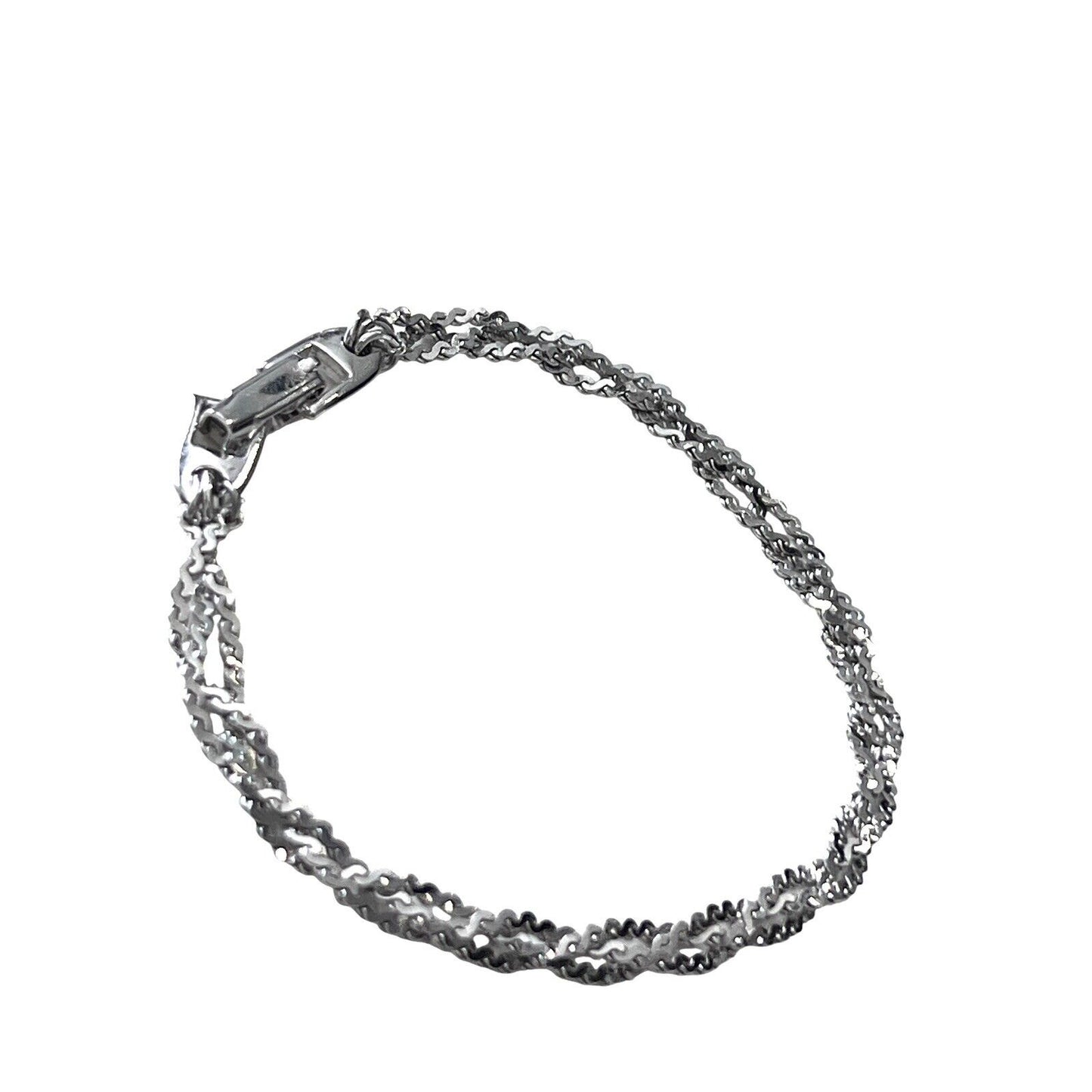 Vintage Napier Silver Tone Braided Chain Bracelet Serpentine EUC 7”