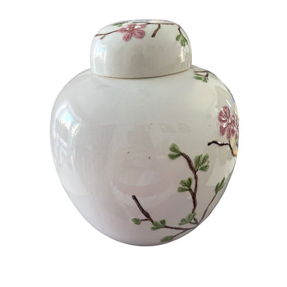 Vintage Dogwood Ginger Jar Hand Painted Large 9” High